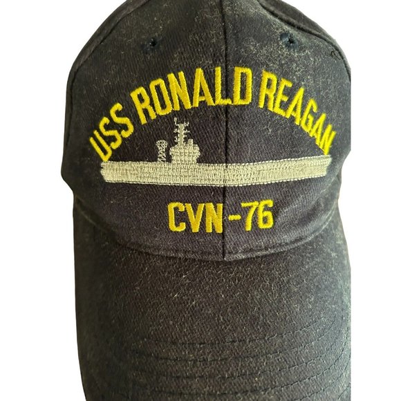 USS RONALD REAGAN CVN-76 NAVY SHIP Eagle Crest HAT CAP Strap Back Blue - Picture 5 of 7